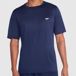 Speedo Navy Short Sleeve Rash Guard Crew Neck Swim Shirt Men’s Medium